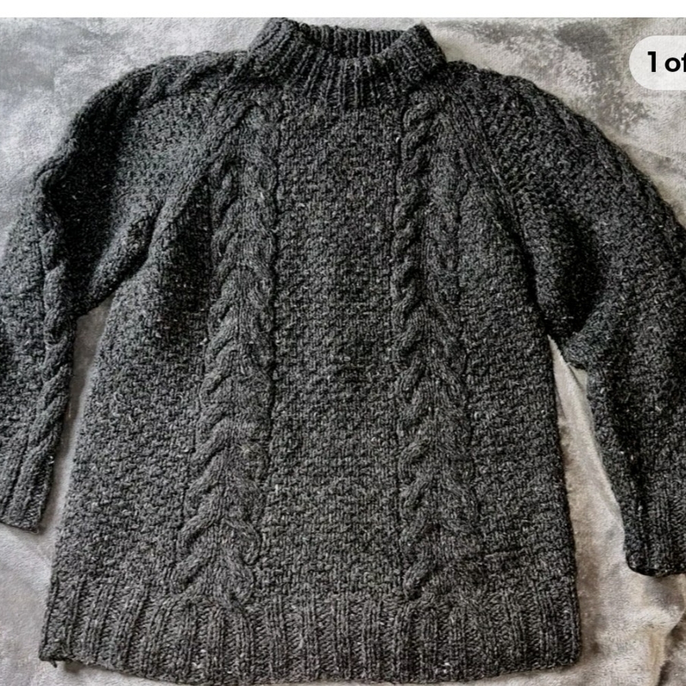 Cozy Charcoal Handmade Wool Cable Knit Sweater